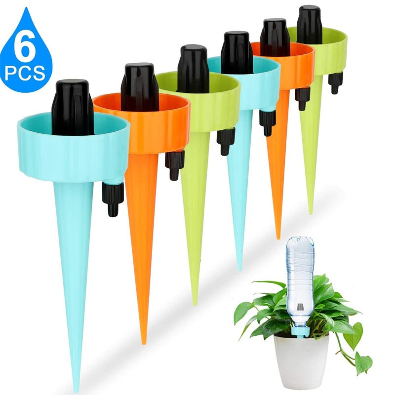 Self Watering Insert - หัวฉีดน้ำรดต้นไม้แบบดrip 6/12 ชิ้น สำหรับปลูกต้นไม้ พร้อมวาล์วปรับระดับน้ำได้ อุปกรณ์รดน้ำต้นไม้แบบอัตโนมัติ