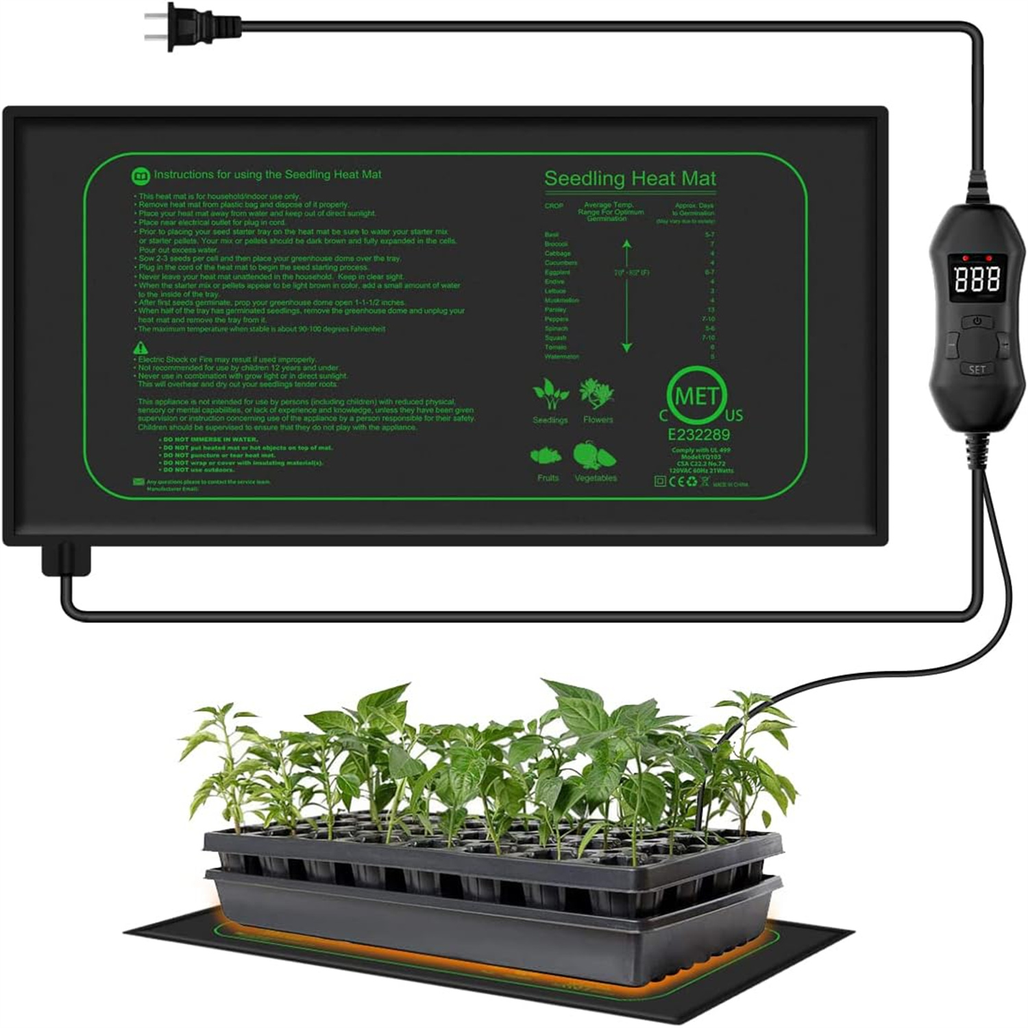 Rooting Gel Clone - ต้นกล้าความร้อนพร้อมเทอร์โมดิจิตอลในร่มพืชการงอกแผ่นความร้อน Propagation Clone Starter Mat EU/US
