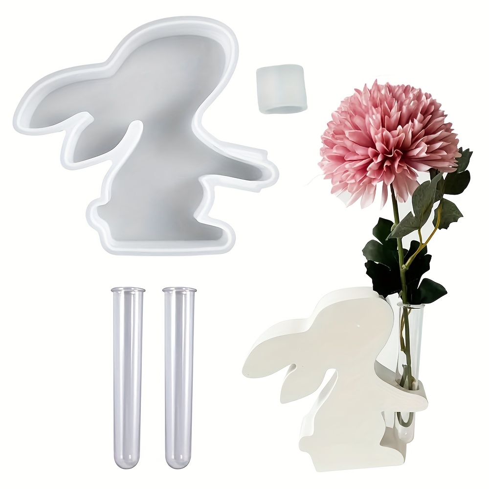 Propagation Station Vase - แม่พิมพ์ซิลิโคนรูปกระต่ายอีสเตอร์ 4 ชิ้น/ชุด พร้อมหลอดทดลอง แม่พิมพ์เรซิ่นสำหรับปลูกต้นไม้รูปกระต่าย ใช้ได้กับเรซิ่น