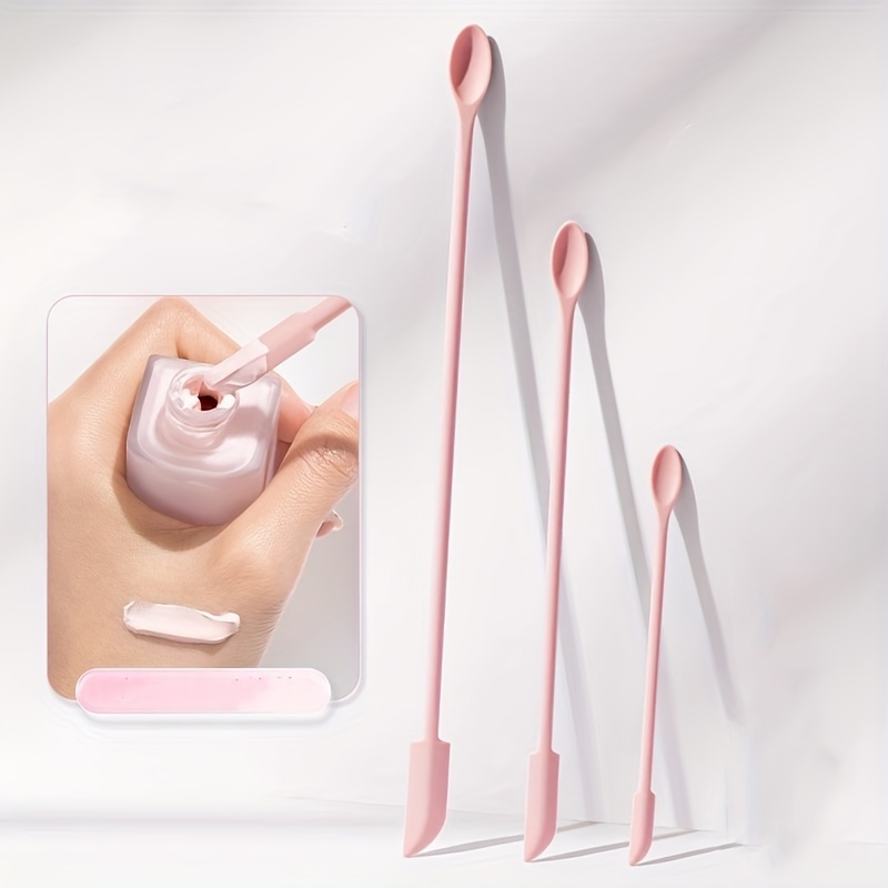 Misting Bottle Fine - ช้อนซิลิโคนสองด้านสำหรับเครื่องสำอาง 3 ชิ้น: ไม่มีกลิ่น เหมาะสำหรับการขจัดคราบตกค้างออกจากขวด