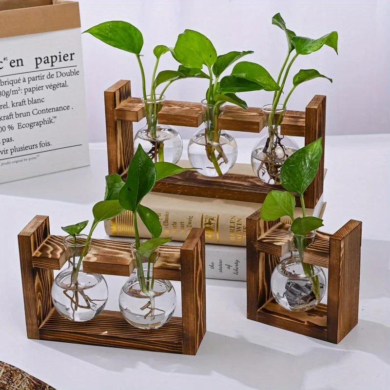 Propagation Station Vase - โต๊ะแก้ว Planter Propagation Station Hydroponic แจกันไม้ถาดดอกไม้คอนเทนเนอร์สําหรับตกแต่งโฮมออฟฟิศ