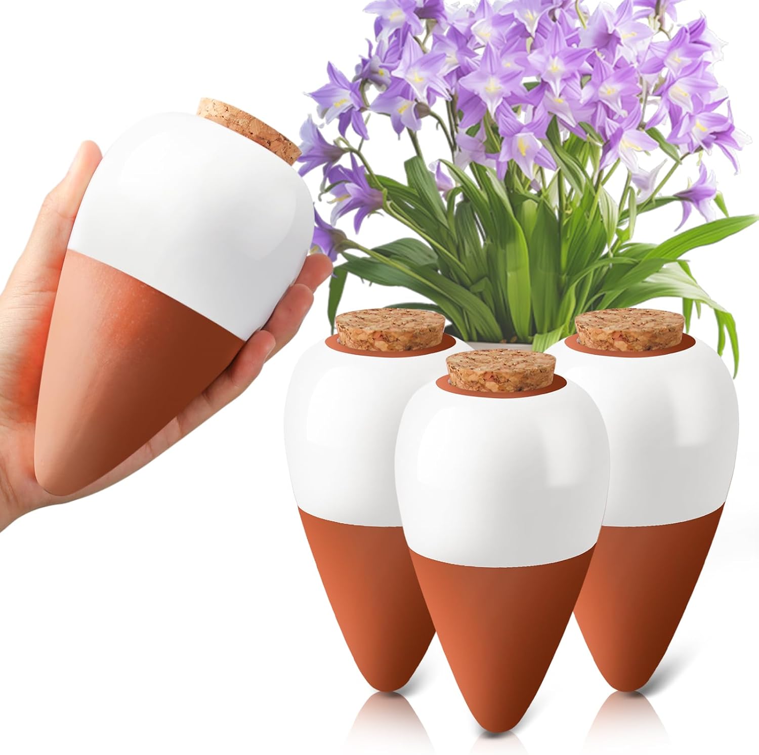 Self Watering Insert - แท่งรดน้ำต้นไม้แบบดินเผา, ลูกบอลรดน้ำอัตโนมัติ, แท่งรดน้ำต้นไม้แบบปล่อยน้ำช้า, ลูกบอลรดน้ำต้นไม้สำหรับปลูกในร่ม