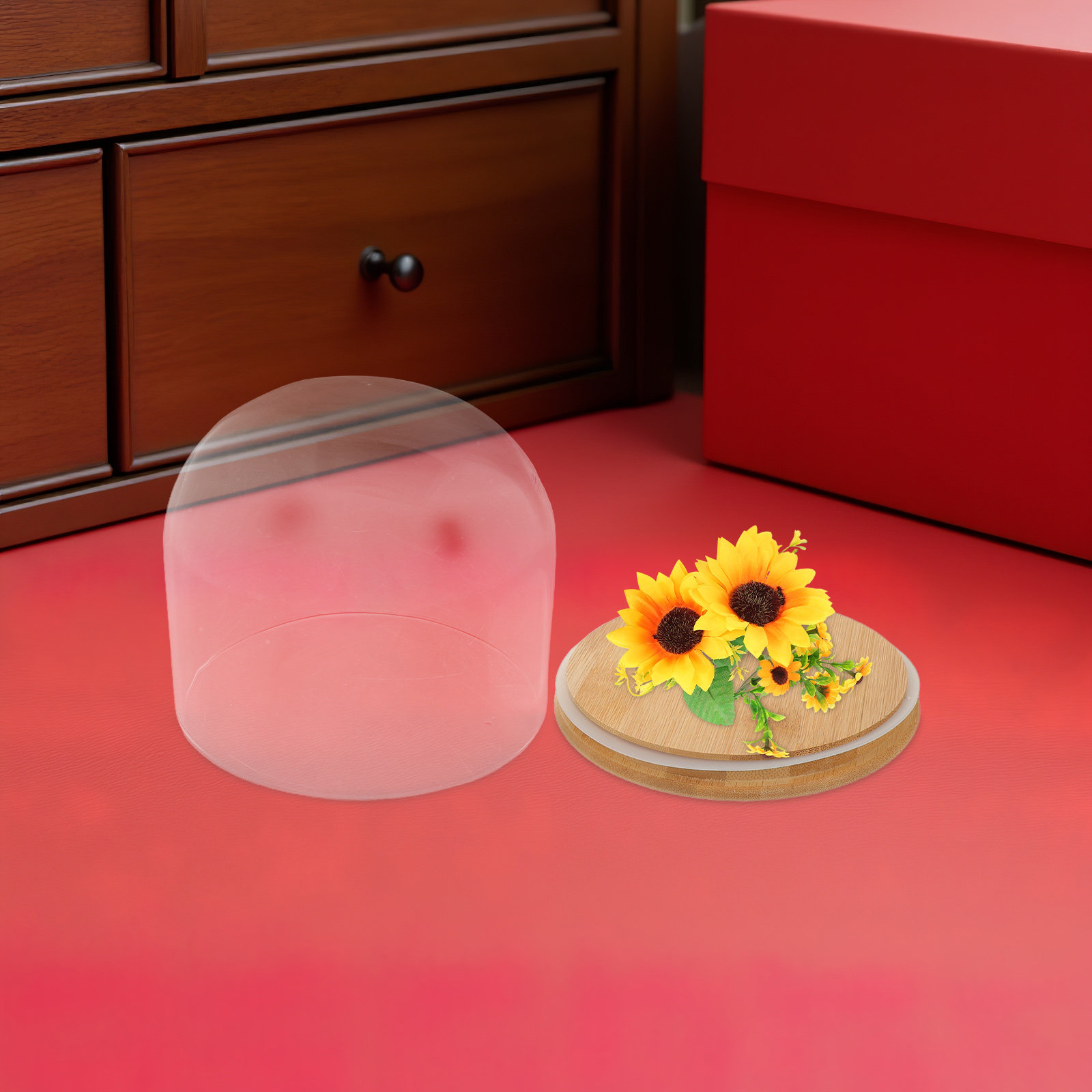 โดมแก้วใสพร้อมฐานไม้ไผ่ปิดผนึก - Plastic Dome Clear บทวิจารณ์และราคา