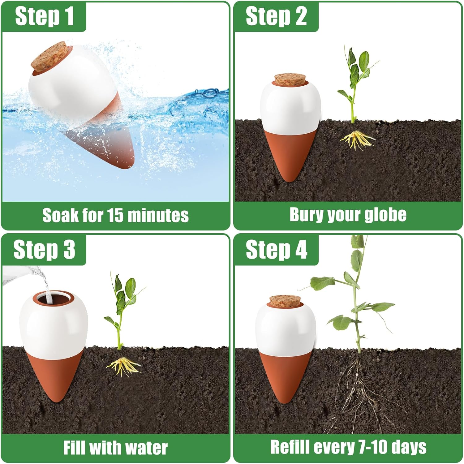 แท่งรดน้ำต้นไม้แบบดินเผา, ลูกบ - Self Watering Insert บทวิจารณ์และราคา